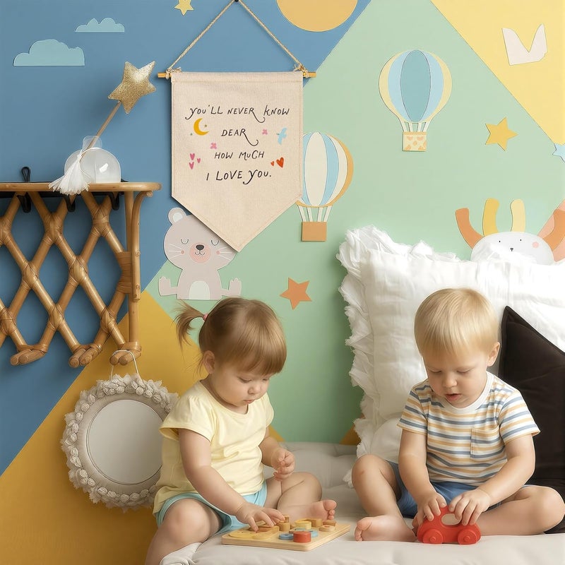 Sioial Nursery Playroom Reading Room Bedroom Door Above Crib Wall Decor Gifts for Boy Girl Kids-Baby,Shower Christmas Gift-Canvas Banner Pennant Prints Poster Flag Sign Wall Art-You'll Never Know Dear - Image 2